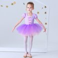 thumbnail image 1 of Justaucorps pour Filles, Danse Ballet, Robe Tutu à Jupe, Manches Courtes, Tenue de Danse, Robe de Princesse Raiponce, 1 of 6