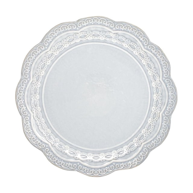 Pfaltzgraff Seraphina Assiette de Souper 10,5 Pouces en Grès Bleu Délavé avec Bords Festonnés, Motifs Perlés et en Filigrane, Compatible Micro-Ondes et Lave-Vaisselle, Convient aux Repas Principaux Ou comme Petite Assiette de Service Ou Chargeur.
