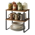 thumbnail image 2 of Cabinet Organizer Shelf, Set of 2 Kitchen Storage Shelves, Stackable Spice Rack, Brown, 2 of 8