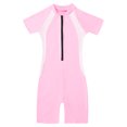 thumbnail image 4 of Aislor Kids Big Girls Zippered Swimsuit Swimwear Bathing Suit Rash Guard Shorty Sun Protection Wetsuit Pink 8, 4 of 7