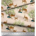 thumbnail image 2 of Soimoi Rayon Crepe Fabric Tree & Kangaroo Animal Print Fabric by Yard 46 Inch Wide, 2 of 3