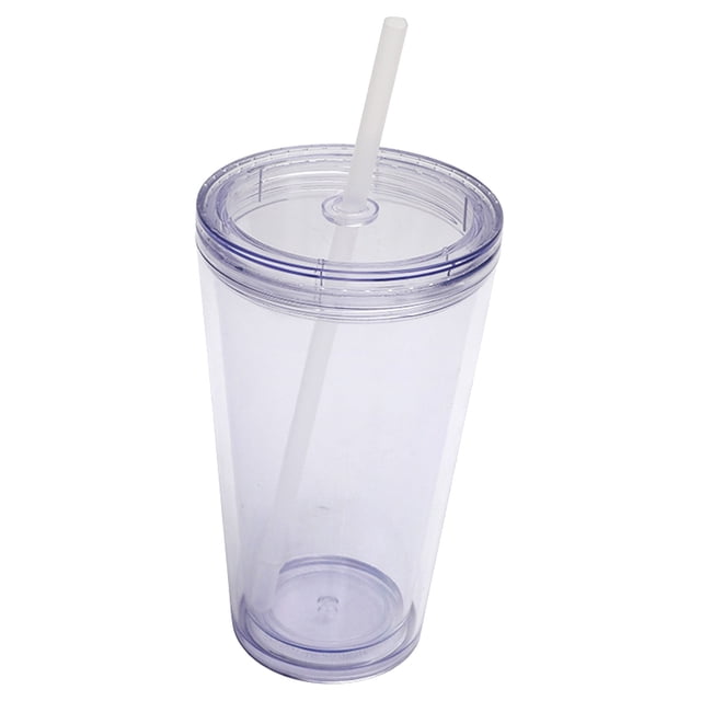 Transparent Water Cup Clearance! Hilingoto Kitchen Cups, Classic Acrylic Tumbler with Lid and | 16Oz Premium Insulated Iced Coffee Cups Double Wall Reusable Plastic Cups Clear 1 Pack