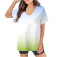 thumbnail image 1 of Hauts de Sarrau à Col en V Dégradé pour Femmes Extensibles Résistants aux Plis Uniforme Médical d'Infirmière avec 2 Poches Confortable Léger Uniforme de Travail Manches Courtes Blouse de Couleur Unie Vert, 1 of 4