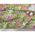 thumbnail image 2 of Soimoi Green Poly Georgette Fabric Leaves & Floral Artistic Print Fabric by Yard 52 Inch Wide, 2 of 5