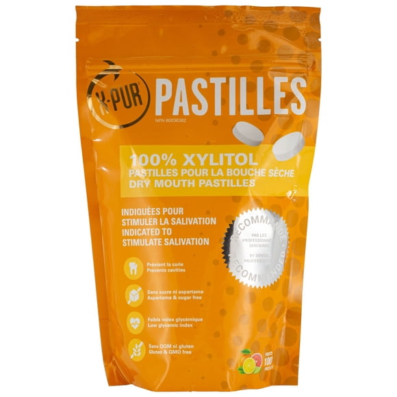 X-PUR 1.06g Xylitol Breath Mints for Dry Mouth Bad Breath Treatment for Adults - Fruit 1000 Pastille, Sugar-Free & Alcohol-Free