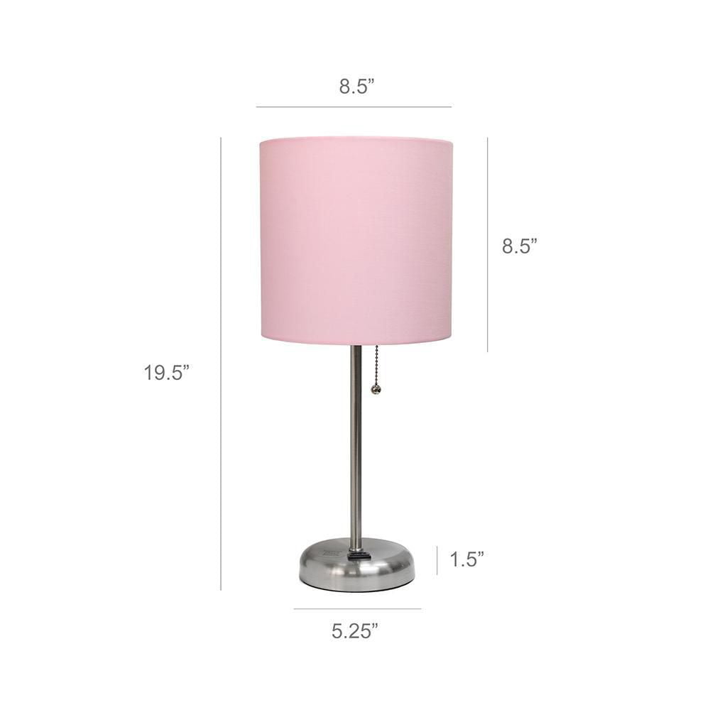 Lampe bâton Feux de la Rampe avec prise de charge et abat-jour en tissu, rose clair
