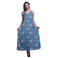 thumbnail image 1 of Bimba Robe Maxi à Bretelles Spaghetti Sans Manches pour Femmes en Rayonne à Imprimé Floral, Coupe Évasée - Grand, 1 of 5