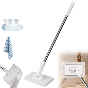 Snap Grip Mini Mop | Zero Touch Mini Mop: Disposable Clip Mopstick W/10 Reusable Cloths, Wet&Dry ClickMop for Floors, 40inch Locking Handle for Gaps & Multi-Surface, No Wash