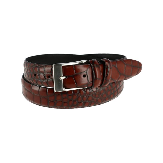 CTM® 1.25 Inch Wide Embossed Leather Croc Print Belt (Men's)