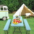 thumbnail image 5 of UsRHHA Waterproof Elastic Table Cover Set for Outdoor Picnic, 3-Piece Vinyl Tablecloth with Flannel Backing Fits 30x72 Inch Table, Patio Table Protector, 5 of 5