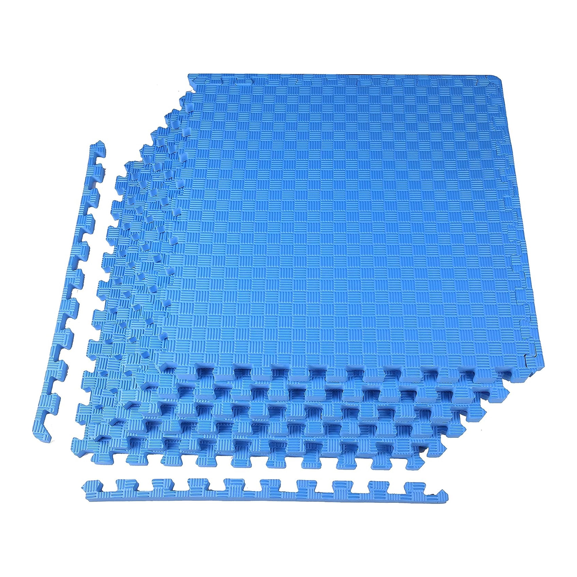 BalanceFrom Fitness 144sq ft Interlocking EVA Foam Exercise Mat Tiles, Blue