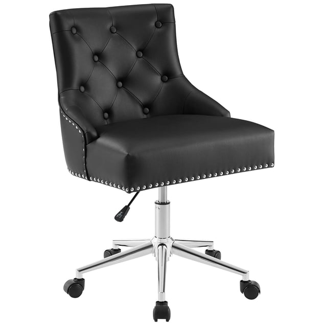 Modway Régent Touffeté Bouton Simili Cuir Pivotant Chaise de Bureau avec Garniture Clou Tête en Noir