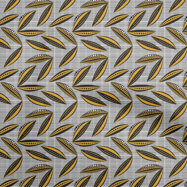 oneOone Rayon Mustard Yellow Fabric Abstract Leaf With Dot Sewing Craft Projects Fabric Prints By Yard 56 Inch Wide