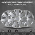 thumbnail image 4 of Wheel Cover Kit, 15 Inch Hubcaps Set of 4 Automotive Hub Caps with Universal Snap-On Retention Rings, 1-Tone ABS Plastic Silver Rim Covers for All Makes, Models (SG-5077-B-15), 4 of 7