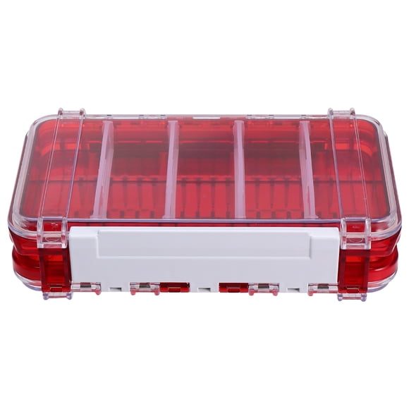Miangastore Boîte d'Équipement de Pêche Imperméable à Double Couche Boîte d'Appâts de Pêche Boîte de Rangement pour Hameçons et Appâts Accessoires de Pêche de Plein Air (Rouge)