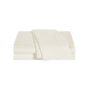 WELLBEING Sunham Ivoire Uni 300 Fils Ensemble de Draps Grand Lit
