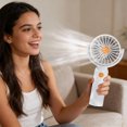 thumbnail image 2 of A Portable Handheld Mini Fan With 180 Degree Rotating Head 3 Speed Settings Removable Washable Mesh Cover Usb Rechargeable White, 2 of 7
