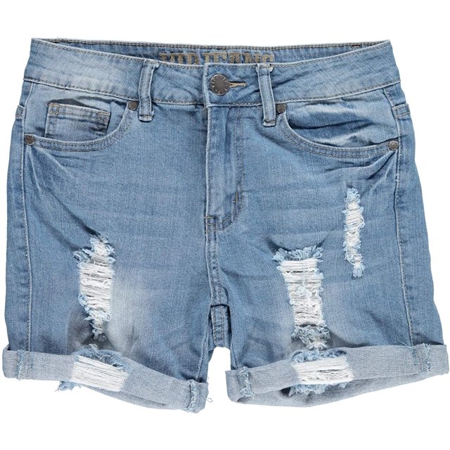 VIP Jeans Women's Mid Length Distressed Denim Shorts, Acid Wash, Size 7