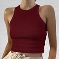 thumbnail image 2 of Hauts Courts Unis Débardeur pour Femme Couleur Sans Manches Col Rond Blouse pour Femme, 2 of 5