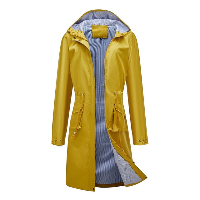 Pisexur Shacket Jacket Women Solid Rain Jacket Outdoor Jacket Waterproof Hooded Raincoat Windproof Pocketed Shirts Fall Jacket Shackets