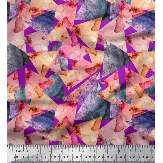Soimoi Poly Georgette Fabric Triangle & Texture Fabric Prints By Yard 42 Inch Wide