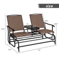 thumbnail image 2 of Gymax Patio 2-Person Glider Rocking Char Loveseat Garden w/ Tempered Glass Table Brown, 2 of 10