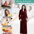 thumbnail image 4 of Artfasion Womens Long Flannel Bathrobe Solid Soft Plush Bath Robe Microfiber Fleece Full Length Sleepwear, 4 of 7