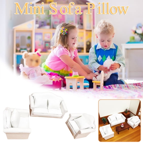 Iumwxz 1:12 Doll House Furniture Fresh White Sofa 3-piece Set With home decor white wooden hometrends