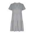 thumbnail image 4 of asjyhkr Womens Short Sleeve Tops Oversized V Neck Loose Fitting Comfy Lightweight Soft Tees Solid Color, 4 of 6