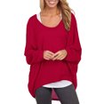 thumbnail image 1 of Bellella Hauts Légers pour Femmes Tricot Col Rond T-Shirt Quotidien Rouge TG, 1 of 2