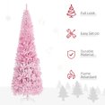 thumbnail image 4 of HOMCOM Snow Flocked Pencil Artificial Christmas Tree with Steel Base Pink, 4 of 10