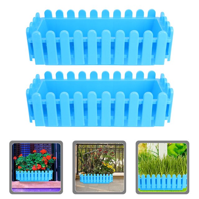 Raindrops 2 Pcs Pot de Fleurs pour Rambarde Boîte de Jardin Plastique Bleu pour Usage Extérieur