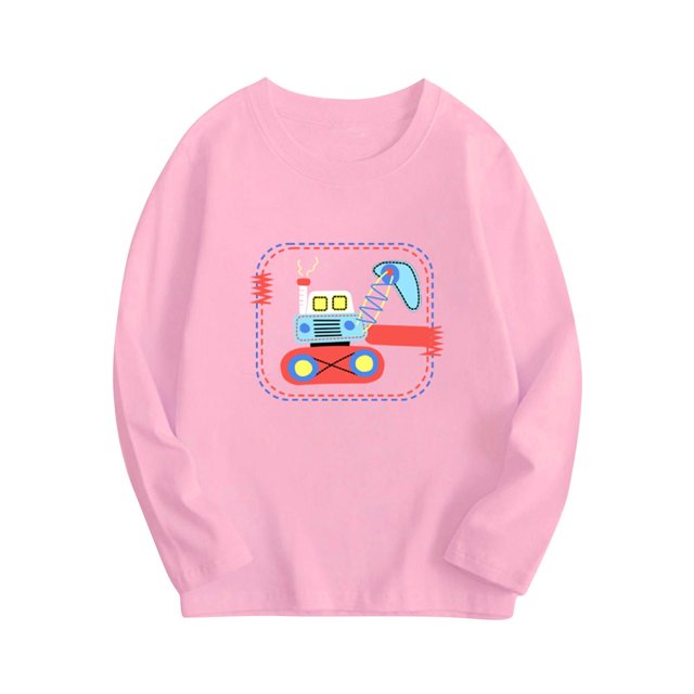 RXIRUCGD Mode Fille et Garçon Décontracté Enfants Hauts à Manches Longues Hauts Imprimés ( Rose, Taille : 9 Ans )