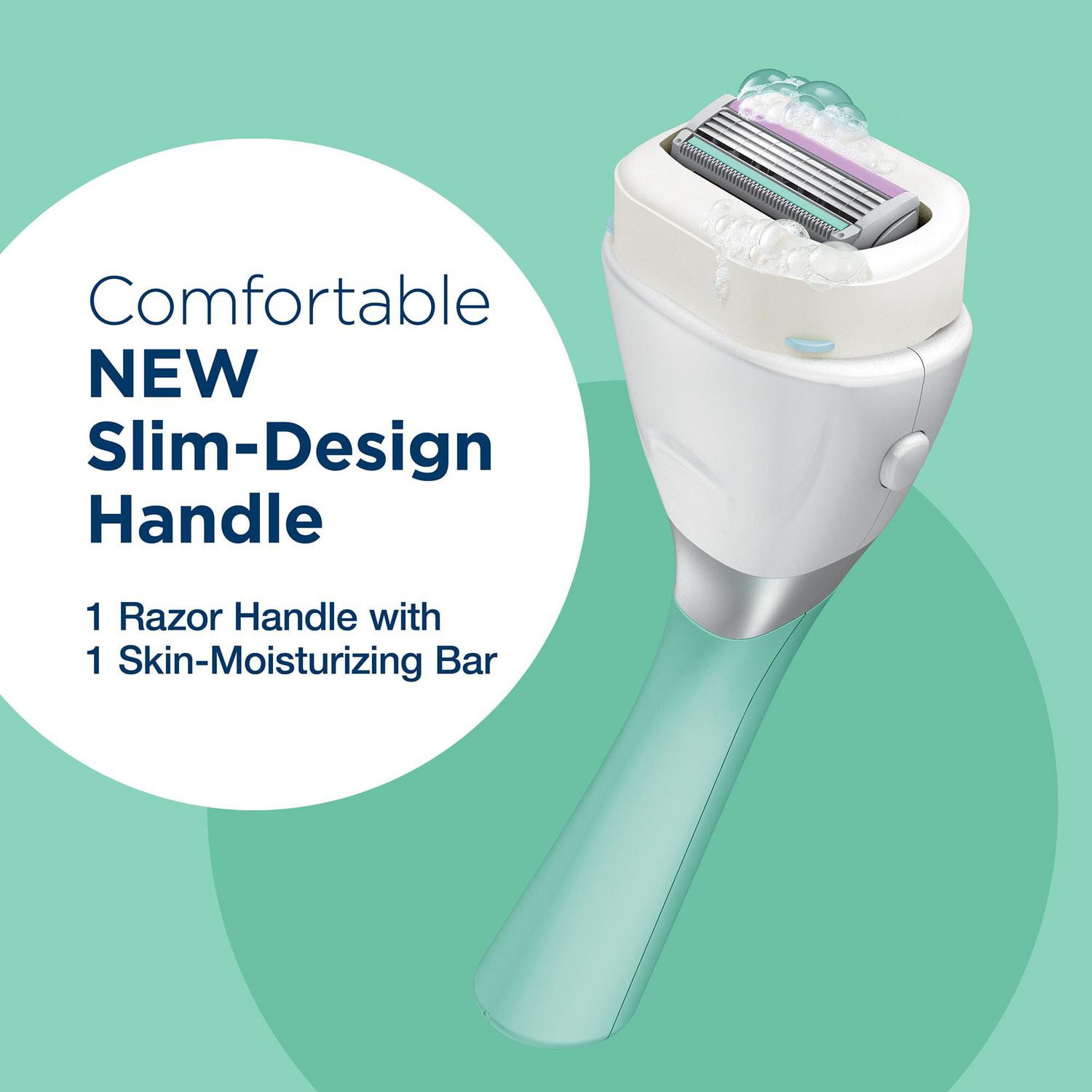 Rasoir Sleek Handle pour peau sensible avec manche étroit et 1 cartouche de lames de marque Schick Intuition