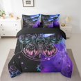 thumbnail image 2 of YST Boho Moth Comforter Set, 7-Piece, Gothic Skull, King Size, Black Blue, 2 of 5