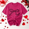 thumbnail image 1 of Offre Limitée Iumwxz T-Shirts Basiques Plissés Décontractés pour Femmes Blouses pour Femmes T-Shirts Graphiques à Nœud Col Rond Manches Courtes Blouse Tops pour Dames Doux et Confortables Course Course, 1 of 4