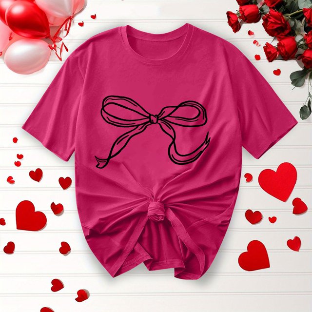 Offre Limitée Iumwxz T-Shirts Basiques Plissés Décontractés pour Femmes Blouses pour Femmes T-Shirts Graphiques à Nœud Col Rond Manches Courtes Blouse Tops pour Dames Doux et Confortables Course Course