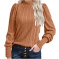 thumbnail image 1 of Timegard Hauts d'Automne pour Femmes Manches Longues Bouffantes Col Rond T-Shirts Décontractés Sports Couleur Unie Blouses Basiques, 1 of 5