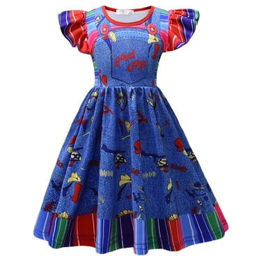 Kids Halloween Costume Boys Girls Rainbow Stripe Shirt Dress Set