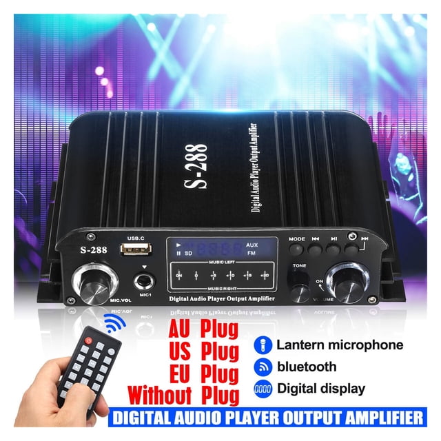 Four-way Car Home Amplifier With Lantern Microphone Function 4 Channel Powerful Subwoofer Vehicle Stereo ,High Sound