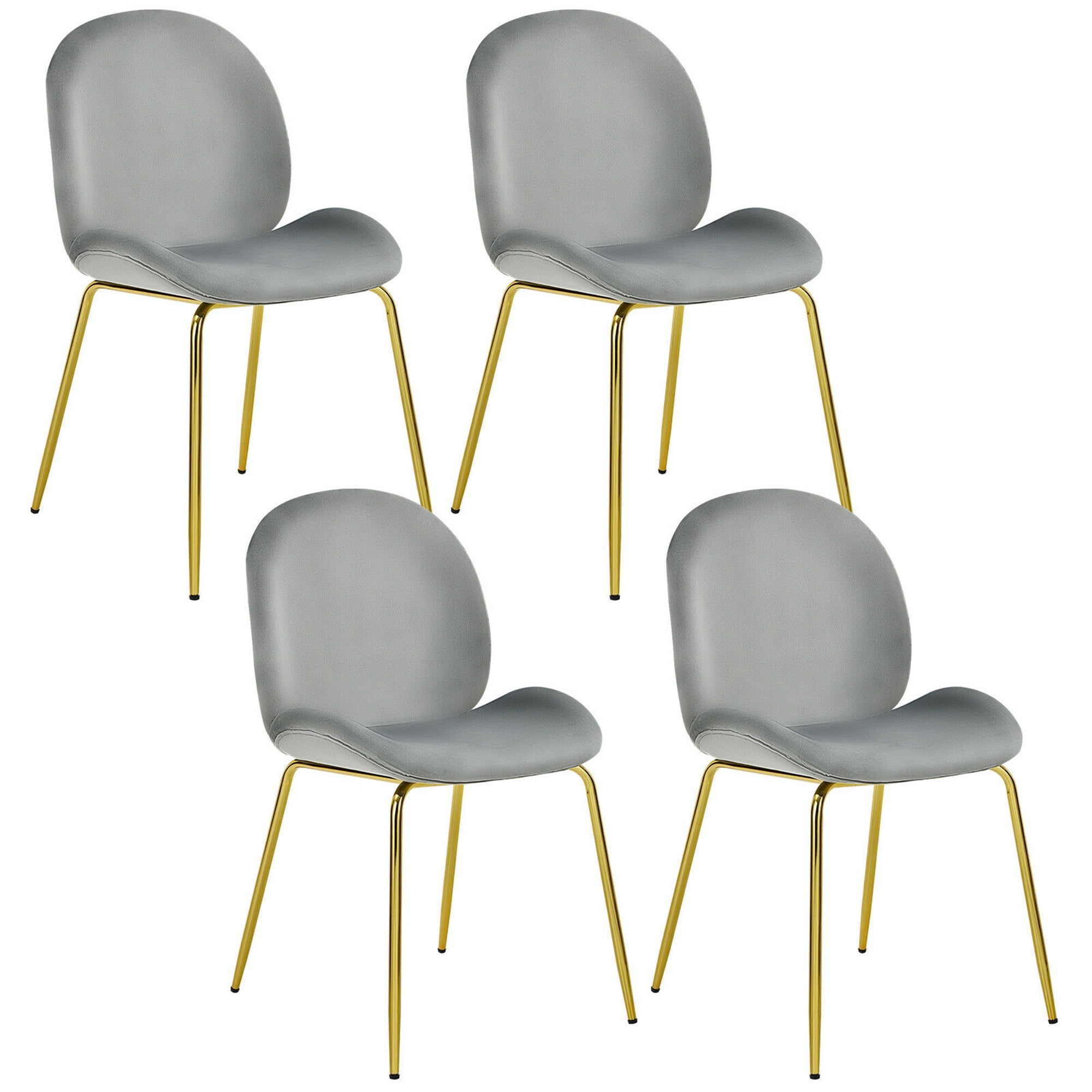 Gymax Velvet Dining Chair Accent, Grey (Set of 4)