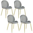 thumbnail image 1 of Gymax Chaise de Salle à Manger en Velours, Gris (Ensemble de 4), 1 of 10