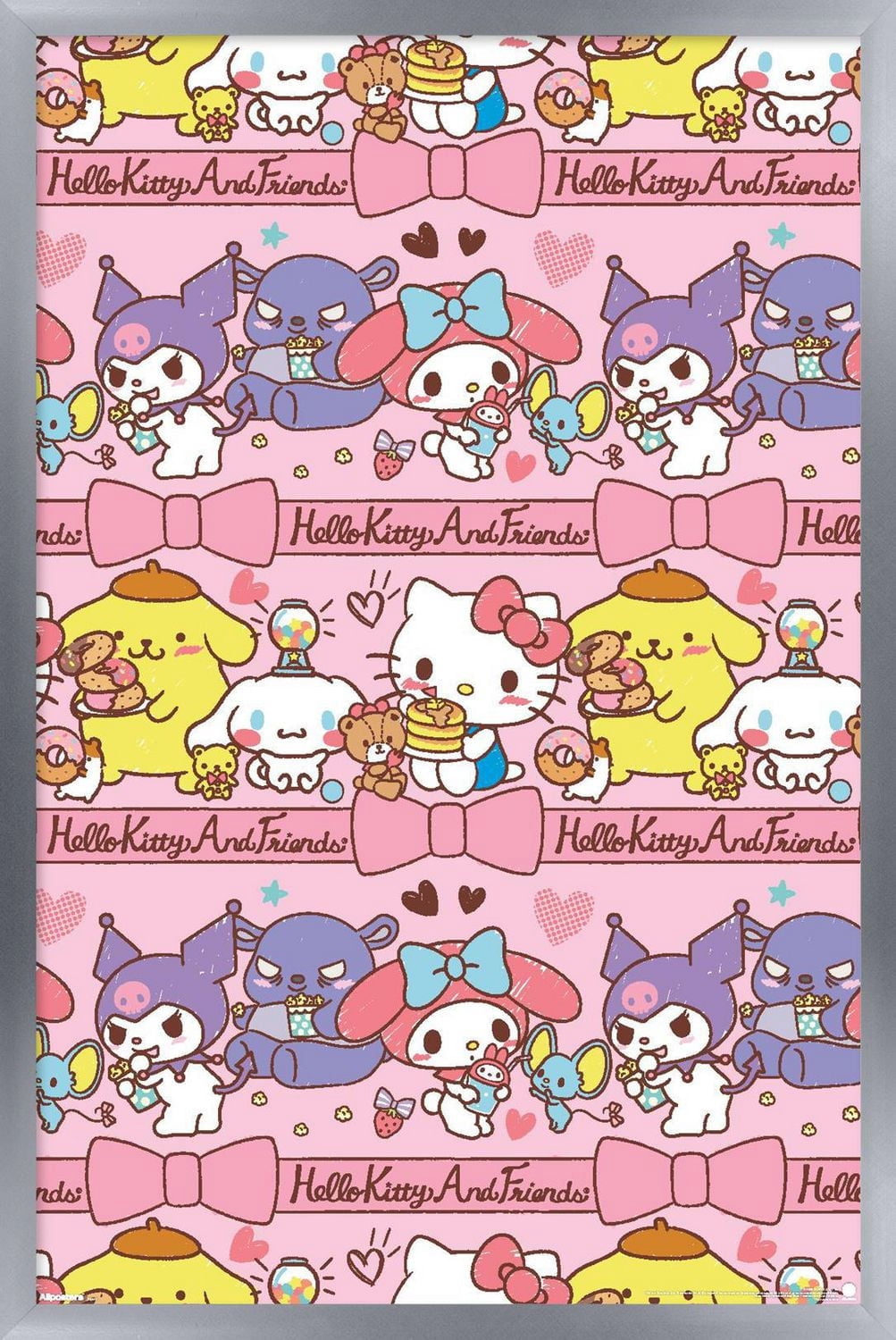 Hello Kitty and Friends: 25 Snack Time - Collage Wall Poster, 14.725" x 22.375" Framed