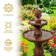 thumbnail image 4 of Sunnydaze Outdoor 2-Tier Solar Powered Water Fountain with Battery Backup and Submersible Pump - 35" - Rust Finish, 4 of 10