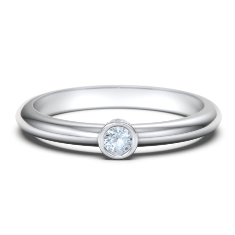 Bague Classique à Pierre de Naissance Sertie Clos - Aigue-Marine (Mars)