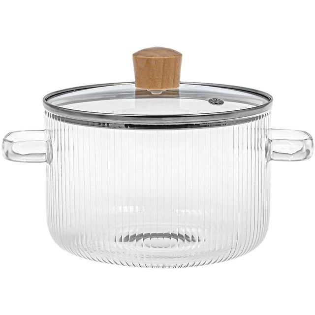 Glass Cooking Pot with Lid, Heat Resistant Borosilicate Cookware Glass