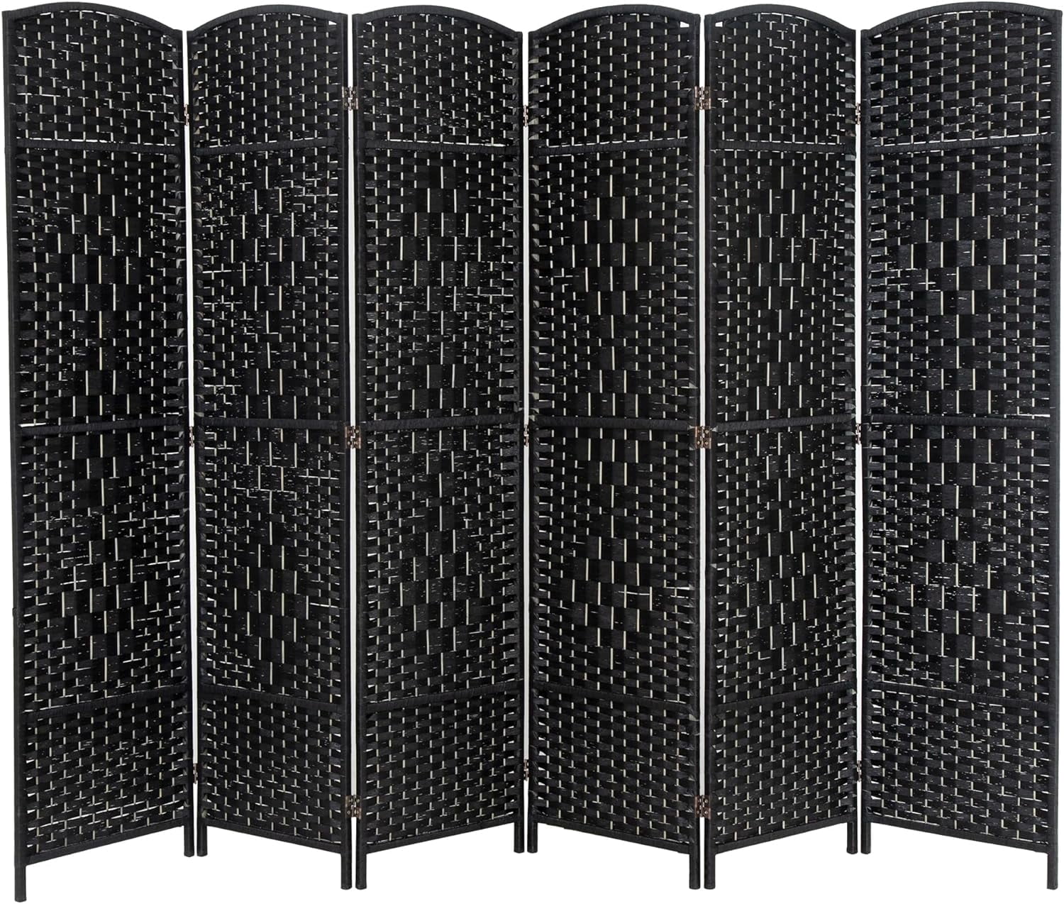 FDW Room Divider 6 Panel Folding Privacy Divider 6 Ft Indoor Wall Divider Portable Partition Wood Screen, Black