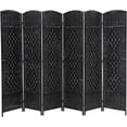 thumbnail image 1 of FDW Room Divider 6 Panel Folding Privacy Divider 6 Ft Indoor Wall Divider Portable Partition Wood Screen, Black, 1 of 7