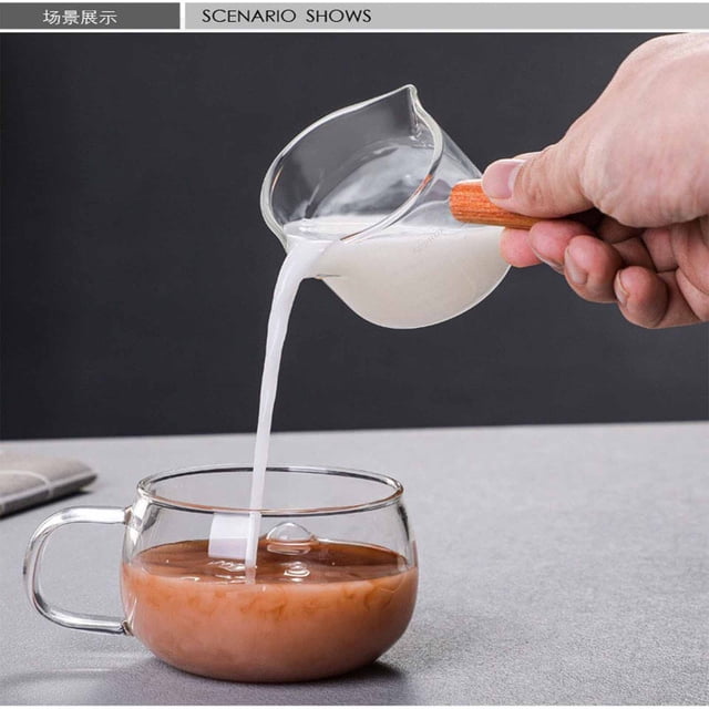Qonioi Borosilicate Glass Measuring Cup, Heat Resistant Kitchen Measuring Cup with Spout, Clear Graduated Milk Jug for Liquid Dry Ingredients Coffee Creamer
