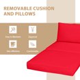 thumbnail image 4 of Patiojoy 5-Piece Outdoor Rattan Wicker Sofa Set Lounge Chair with Red Cushions, 4 of 9